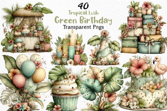 Download Tropical Lush Green Birthday Clipart Png - Premium Resources
