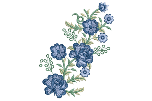 Download Lush Blue Flowers Embroidery Design - Premium Resources