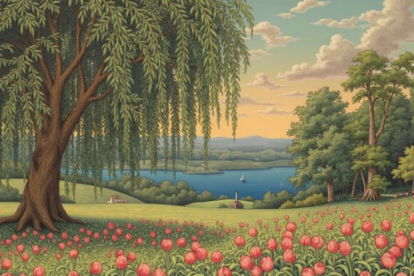 Download Painting Lush Forest Landscape Backgroun - Premium Resources