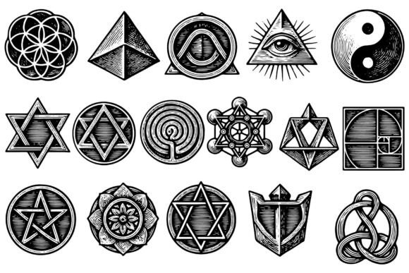Download Mystic Sacred Geometry Symbols Set - Symbols Collection