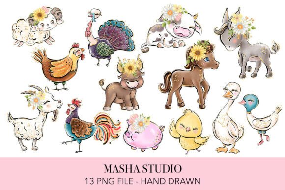 Download Farm Animals Clipart by Masha Studio - Studio Collection