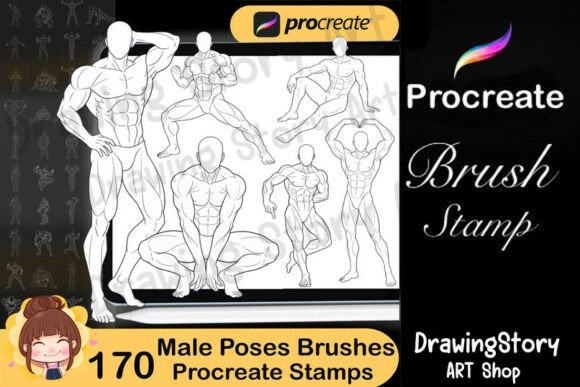Download 170 Procreate Body Poses Stamps - Body Collection