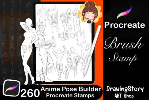 Download 260 Anime Manga Body Poses for Procreate - Body Collection